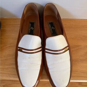 Brown and White Leather Loafers